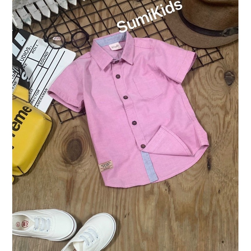 9-27kg. SƠMI NGẮN TAY 5 MÀU TRƠN CƠ BẢN CHO BÉ TRAI PHONG CÁCH