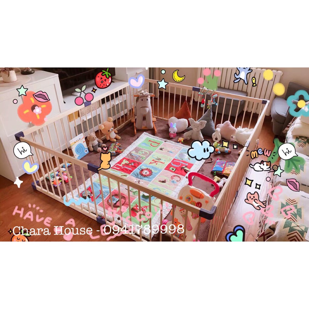 Quây gỗ thông cao cấp Jolly Baby Kích thước 1m5x2m ,1m8x2m