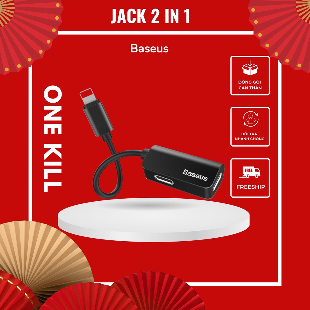 🗲 🗲 Jack chuyển đổi Baseus L37 ra 2 -vừa sạc/vừa nghe nhạc đàm thoại cùng lúc cho ip/tablet táo