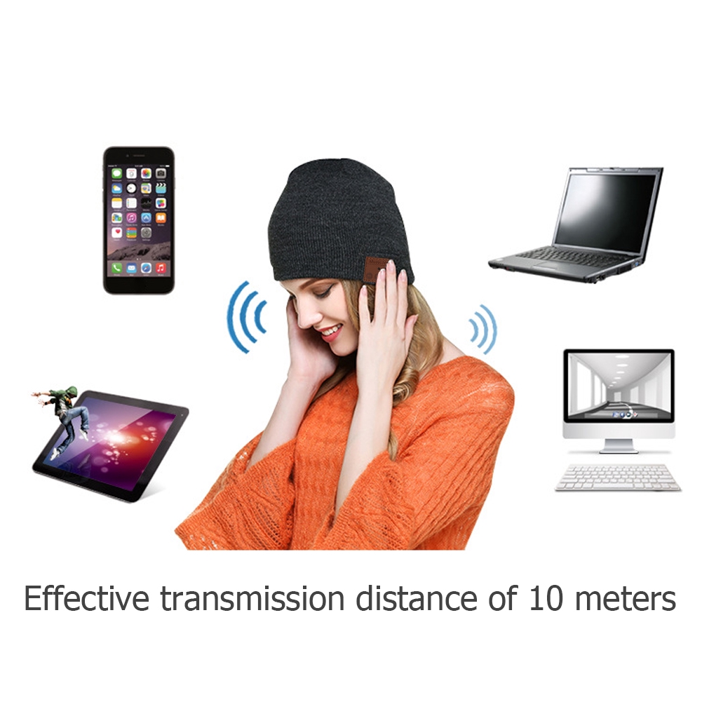 Bluetooth 5.0 Music Winter Fleece Hat Binaural Talking Stereo Headset Cap