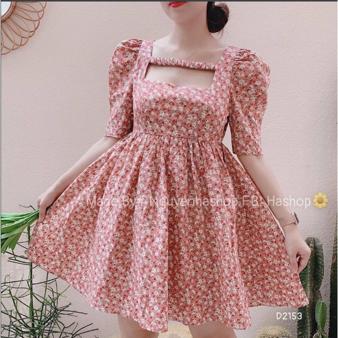 Váy hoa nhí đỏ dáng babydoll tay bồng xinh xắn | WebRaoVat - webraovat.net.vn