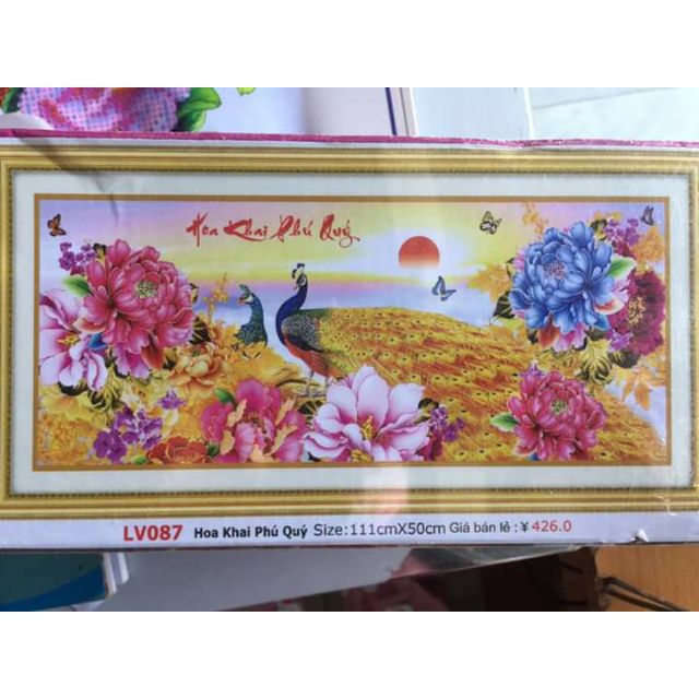 Tranh đá hoa khai phú quý lv087
