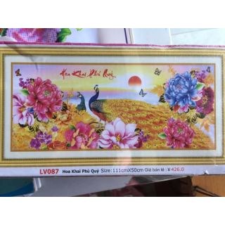 Tranh đá hoa khai phú quý lv087