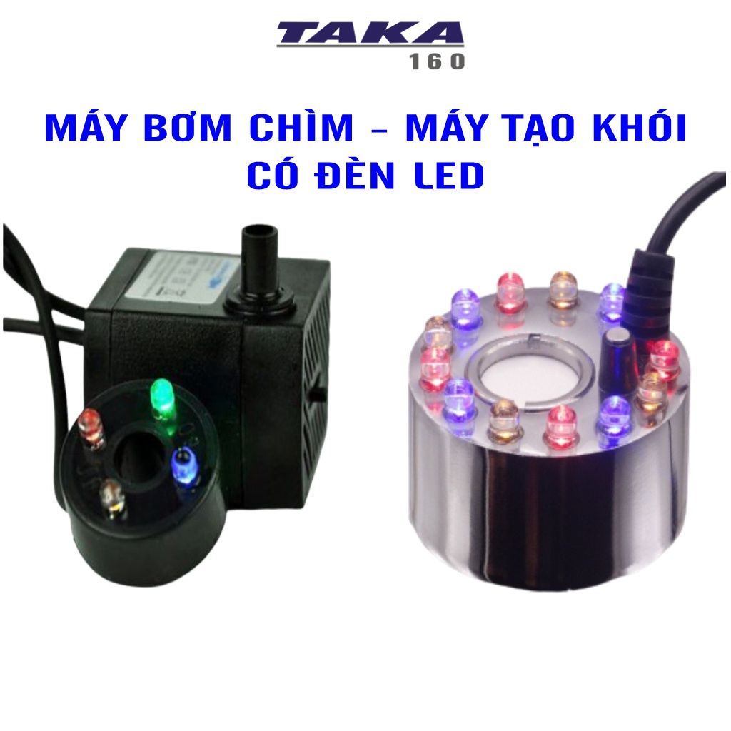 Máy bơm chìm mini 2w 5w - Máy tạo khói có đèn máy bơm chìm dùng trang trí tiểu cảnh, hòn non bộ, thủy sinh
