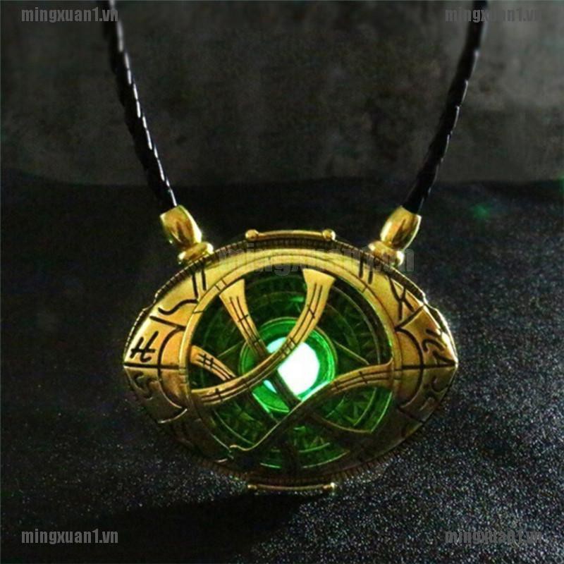 MINONE Antique Doctor Strange Crysta Necklace Agamotto Eye Pendant Leather Cosplay Jewelry