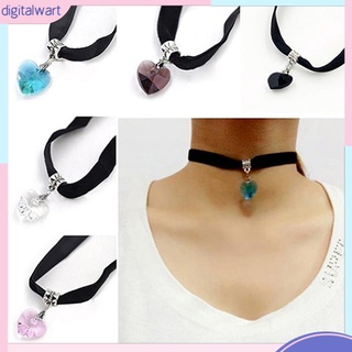 Vòng cổ choker nhung thiết kế đính đá hình trái tim phong cách cổ điển sang trọng dành cho nữ