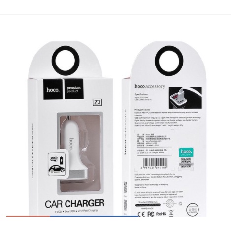 💎💎Tẩu Sạc Ô Tô 2 Cổng Z3💎 Chính Hãng HoCo Có Màn Hình Led Báo Điện Áp | BigBuy360 - bigbuy360.vn
