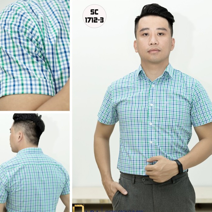 Áo sơ mi nam công sở tay ngắn LDL  họa tiết kẻ sọc với 100% cotton mền mịn,  thoáng mát, kháng khuẩn tốt | BigBuy360 - bigbuy360.vn