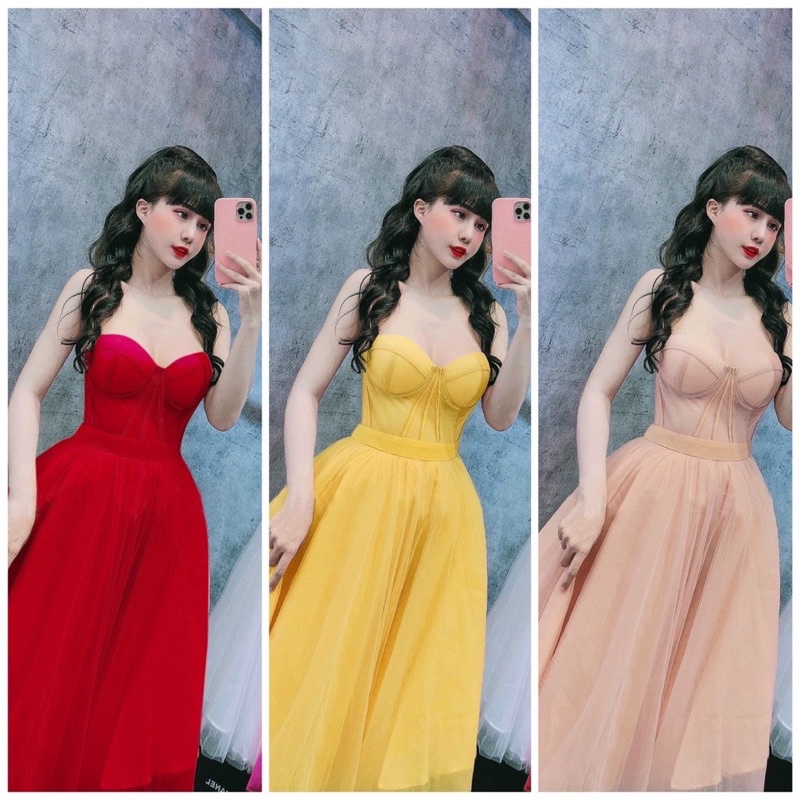 Đầm xoè công chúa 2 dây lót thun mát có độ dãn eo tốt TRIPLE T DRESS - size M/L - MS185Y
