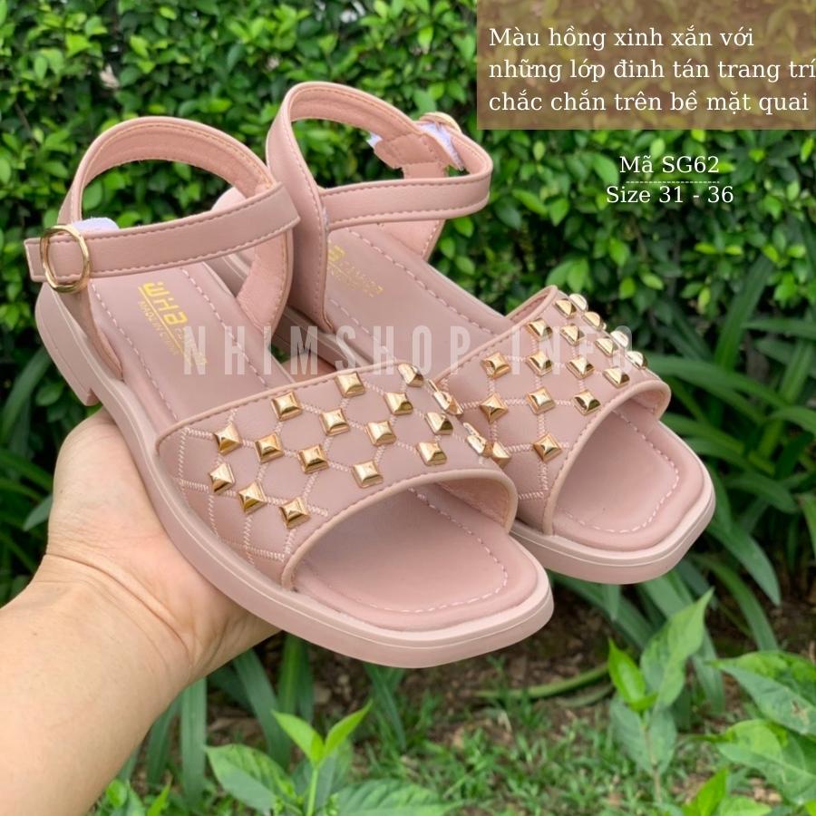 Giày sandal bé gái da cao cấp nhẹ êm thiết kế quai hậu nam đinh thời trang cho trẻ em nữ 6 - 12 tuổi đi học đi chơi SG62