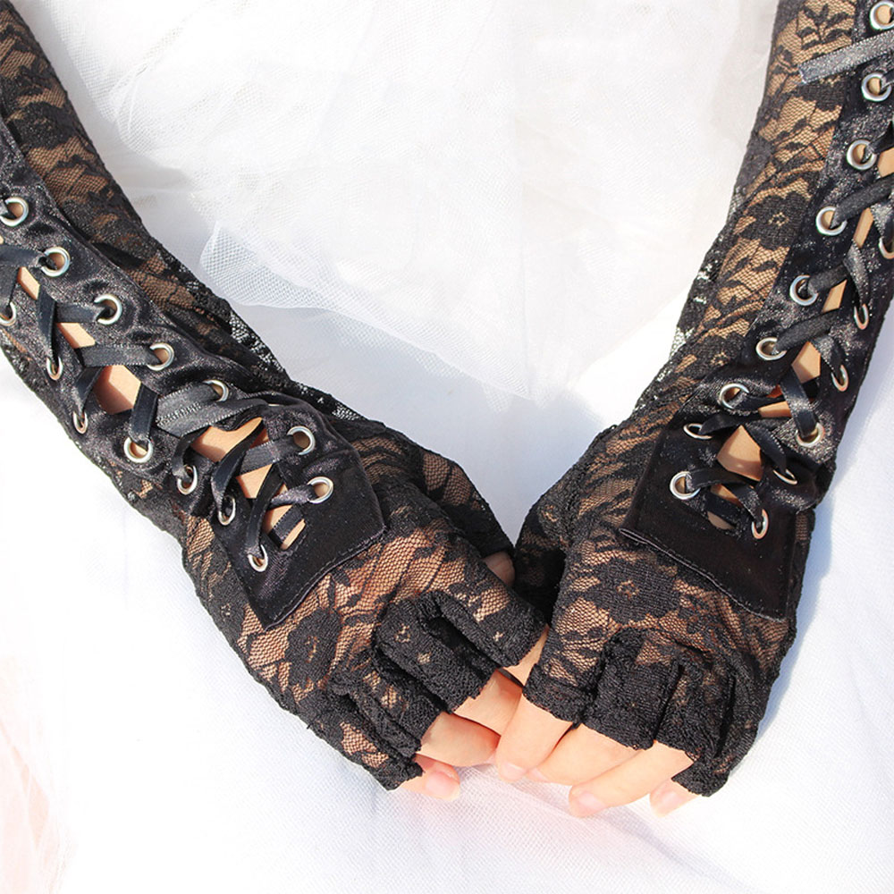 Găng Tay Ren Hở Ngón Thời Trang Cho Nữ