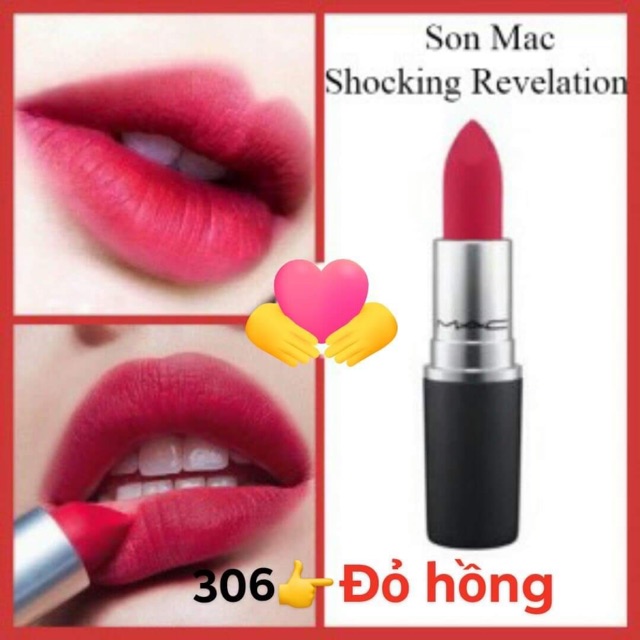 Son MAC Powder Kiss Lipstick Màu 306 Shocking  Revelation ( màu đỏ hồng)