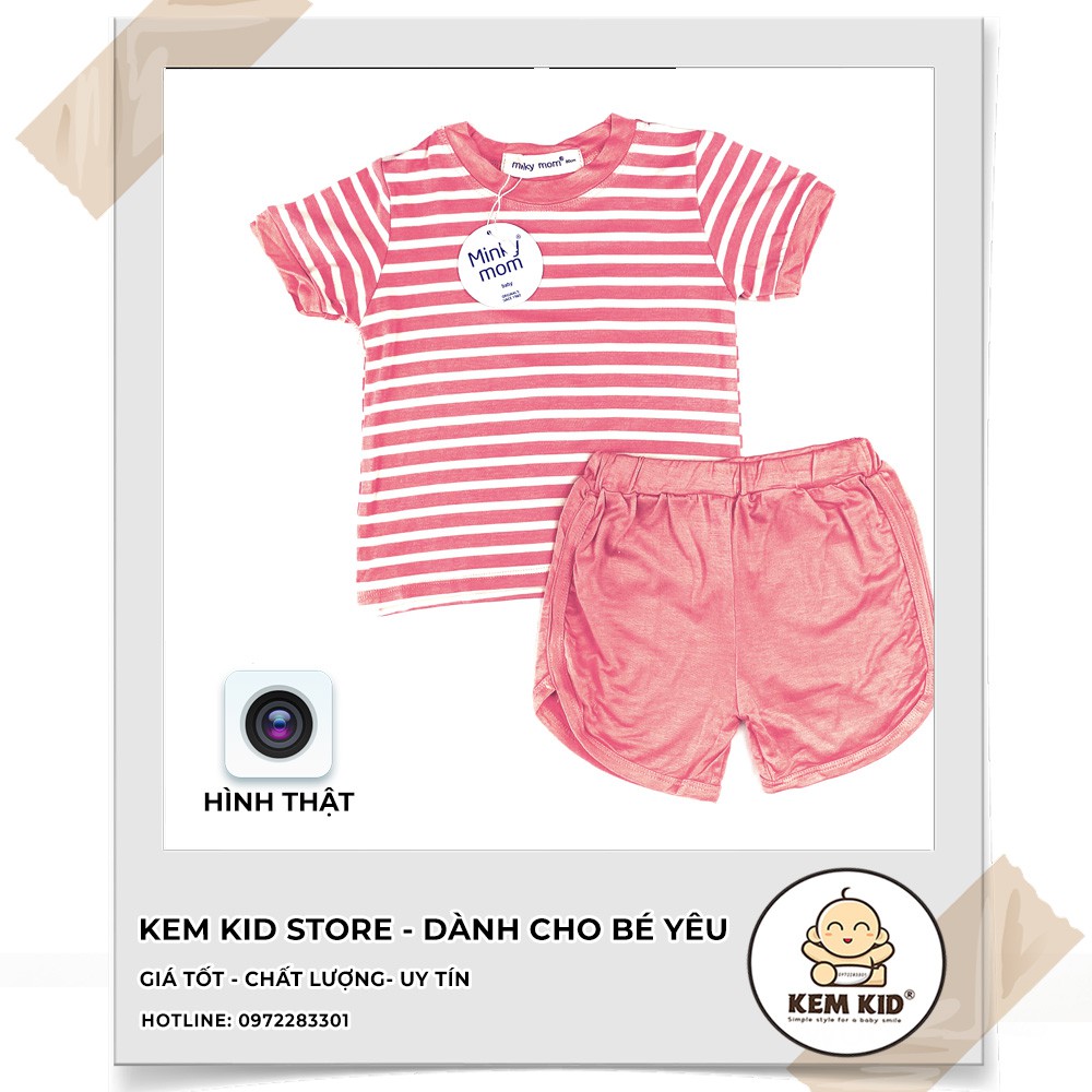 Bộ Minky Mom Cộc sọc Ngang Quần Màu, vải thun cotton lạnh siêu mát, mềm mịn thấm hút mồ hôi cho bé