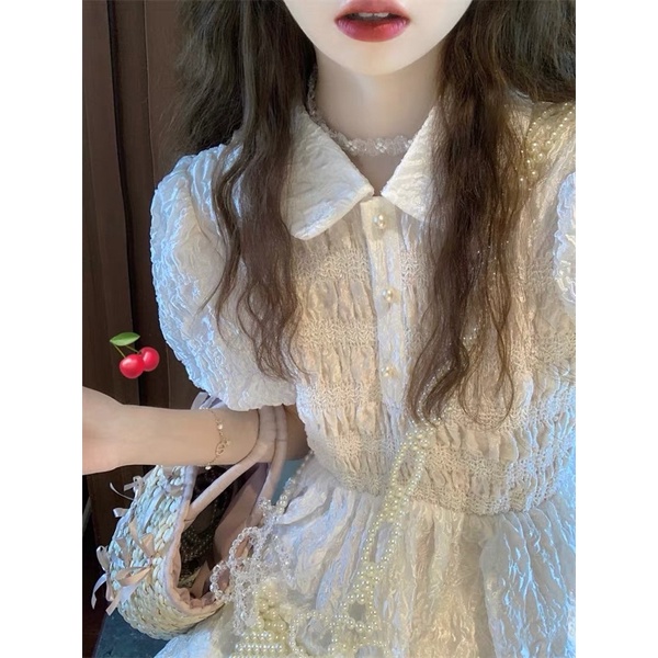 Váy Trắng Tay Bồng Tiểu Thư