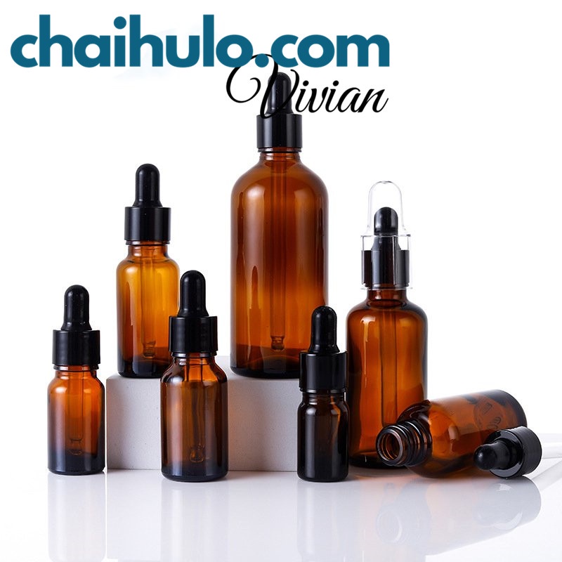 50ML - Lọ Chiết Mỹ Phẩm Lọ Chiết Serum Mini Chai Lọ Thủy Tinh Đựng Tinh Dầu Màu Nâu/Trong Suốt Nắp Bóp Đen/Vàng Nhỏ Giọt