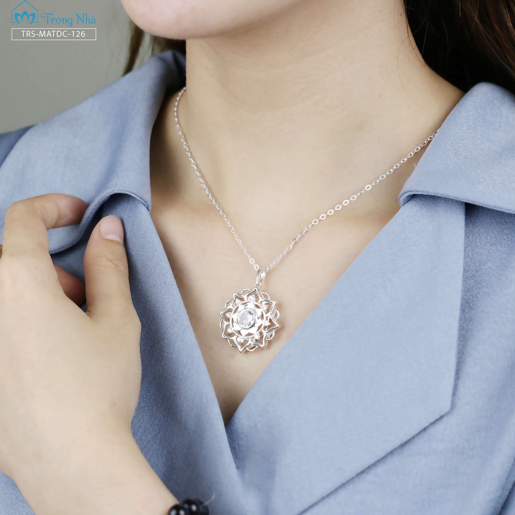 Mặt dây chuyền bạc S925 biểu tượng Mandala đính đá - Trang sức Bình An - Trong Nhà