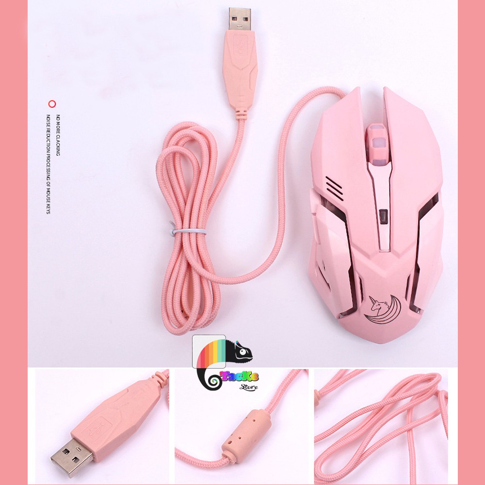 Chuột Game thủ màu Hồng có LED dễ thương HMO-161 Chuyên game I Gaming Mouse Pink Color Cute, silent click