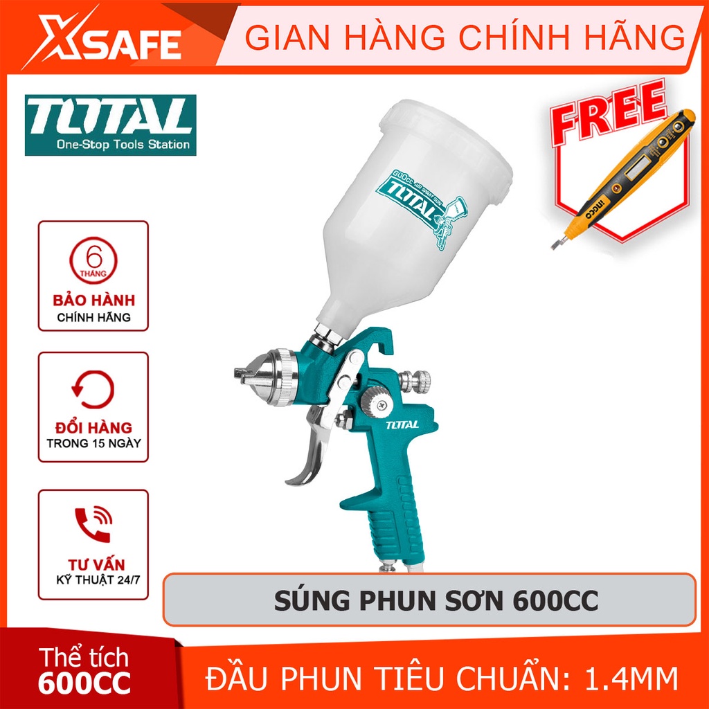 Súng phun sơn TOTAL TAT10601 Máy phun sơn 1.4mm, Chiều rộng bình 180-250mm, dung tích bình 600cc - Chính hãng