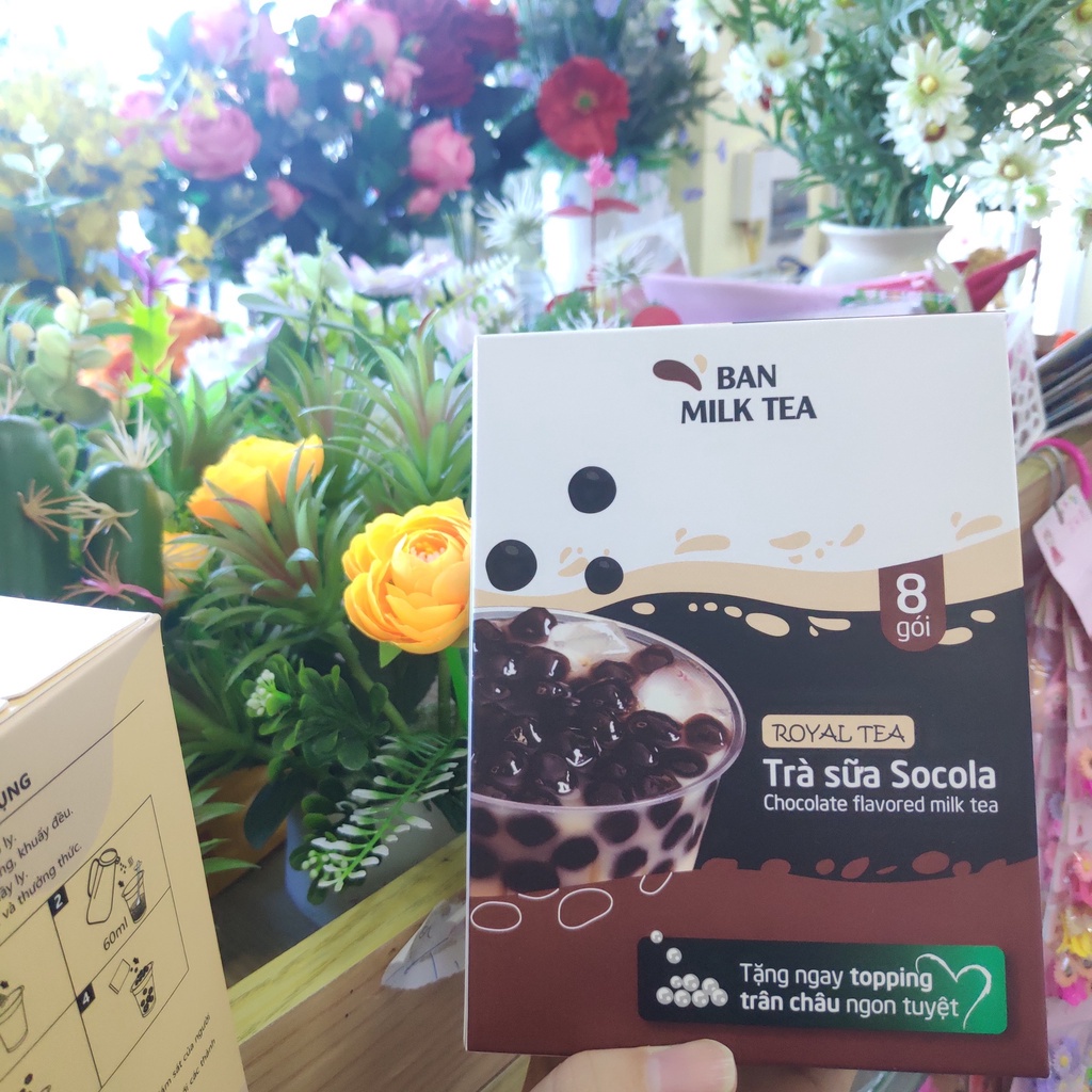 Trà Sữa Trân Châu Royal Tea/  Hillway Tự Pha Vị Chân Trâu Đường Đen Hộp 8 gói
