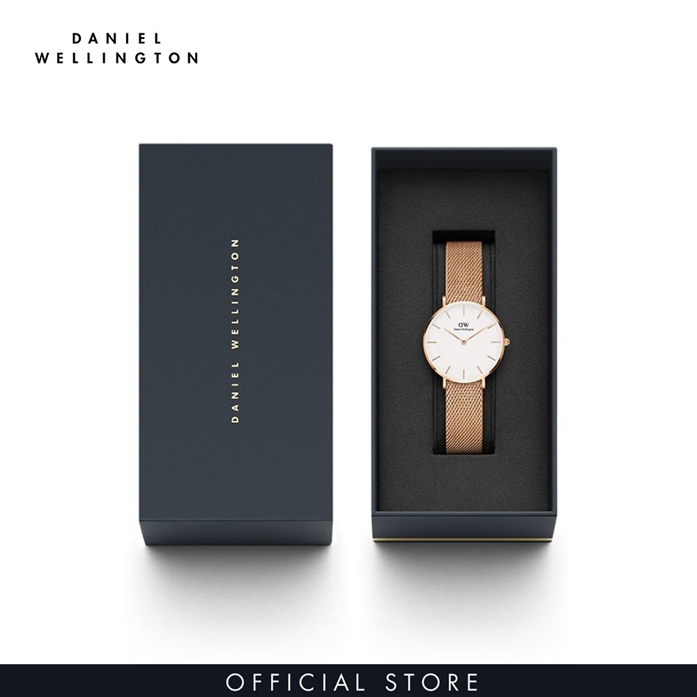 Đồng hồ Nữ Daniel Wellington dây lưới - Petite Melrose mặt trắng - vỏ vàng hồng | BigBuy360 - bigbuy360.vn