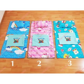 Nệm / Đệm cho bé - Cotton Lụa - Có chống trượt ( Bộ 3 món)