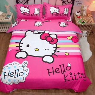 Bộ chăn ga cotton 5D Kitty hồng cho bé gái