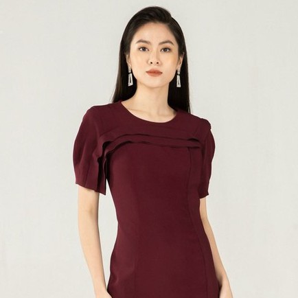 Đầm đỏ phối bèo thiết kế Elise | BigBuy360 - bigbuy360.vn