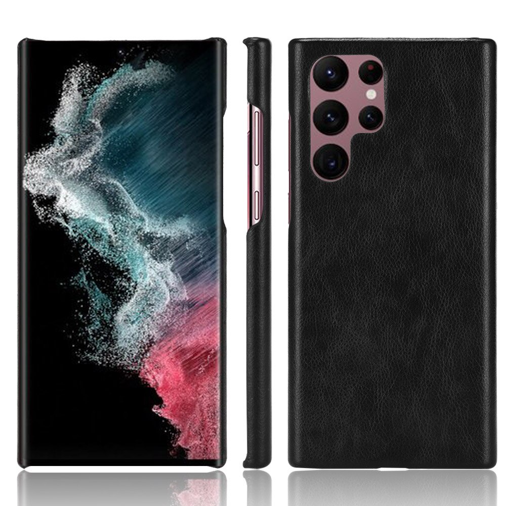 Ốp điện thoại bằng da PU và PC họa tiết vân trái vải dành cho Samsung Galaxy S22 Ultra Plus 5G