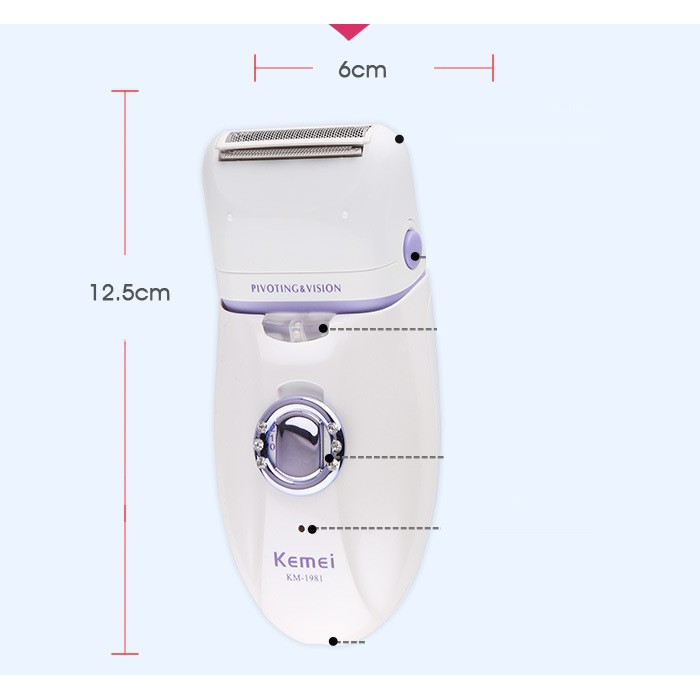 Máy Cạo Nhổ Lông Và Chà Gót Chân Pin Sạc 3 in 1 Kemei KM-1981