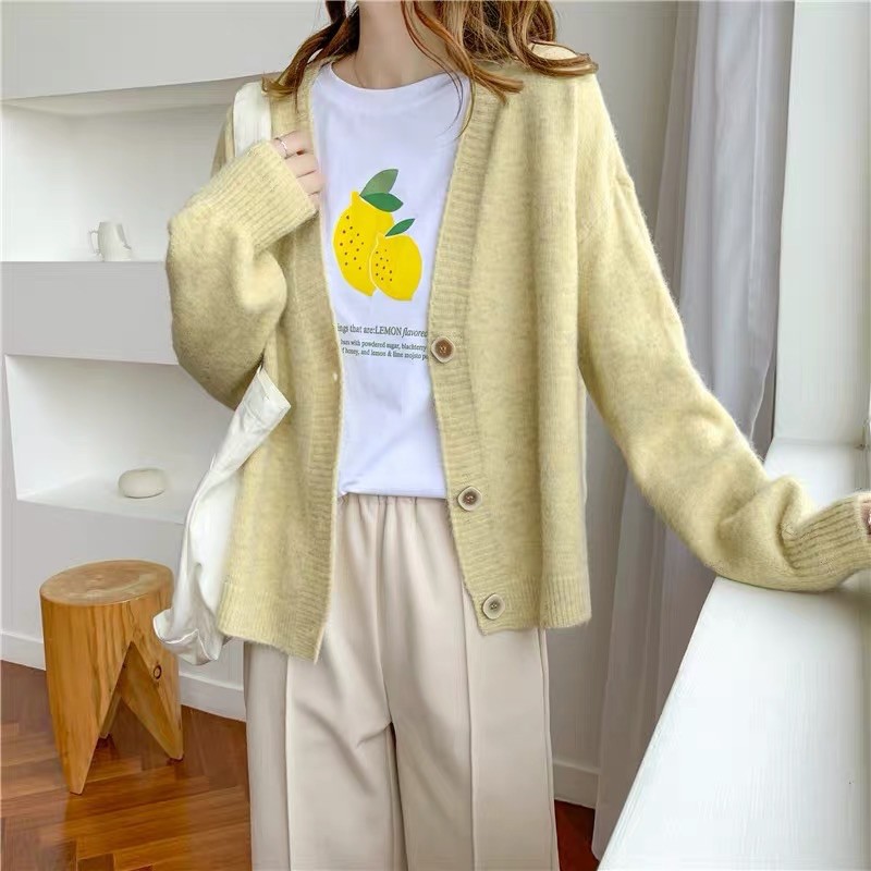 (Sẵn xanh cốm/Video tự quay) Áo khoác len cardigan pastel dễ thương ulzzang Hàn Quốc [Yannie]