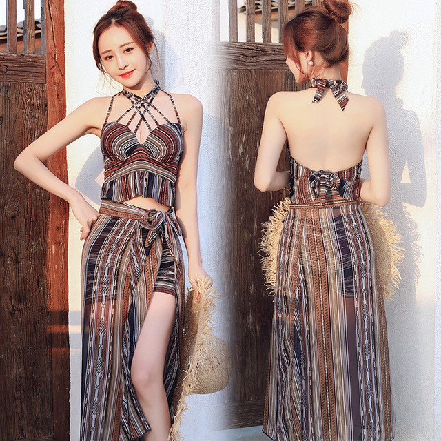 (Sẵn) Bộ đồ bơi tắm biển nữ Bikini 3 mảnh kín đáo gợi cảm | BigBuy360 - bigbuy360.vn