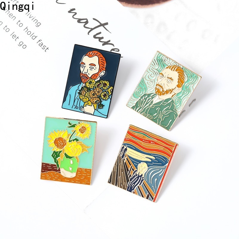 Ghim cài áo Miss Zoe hình tranh sơn dầu Van Gogh