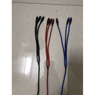 Cáp sạc 3 đầu dây dù loại đẹp (sạc nhanh)