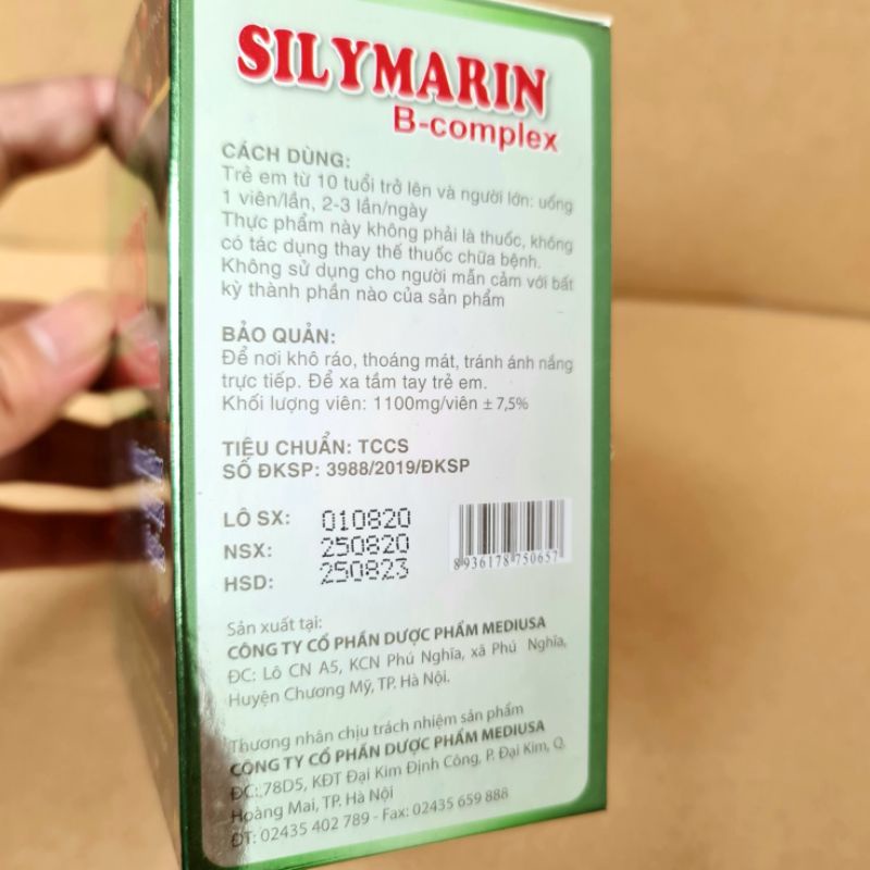 BỔ GAN MÁT GAN GIẢI ĐỘC GAN SILYMARIN 120mg tăng cường chức năng gan Hộp 100 viên