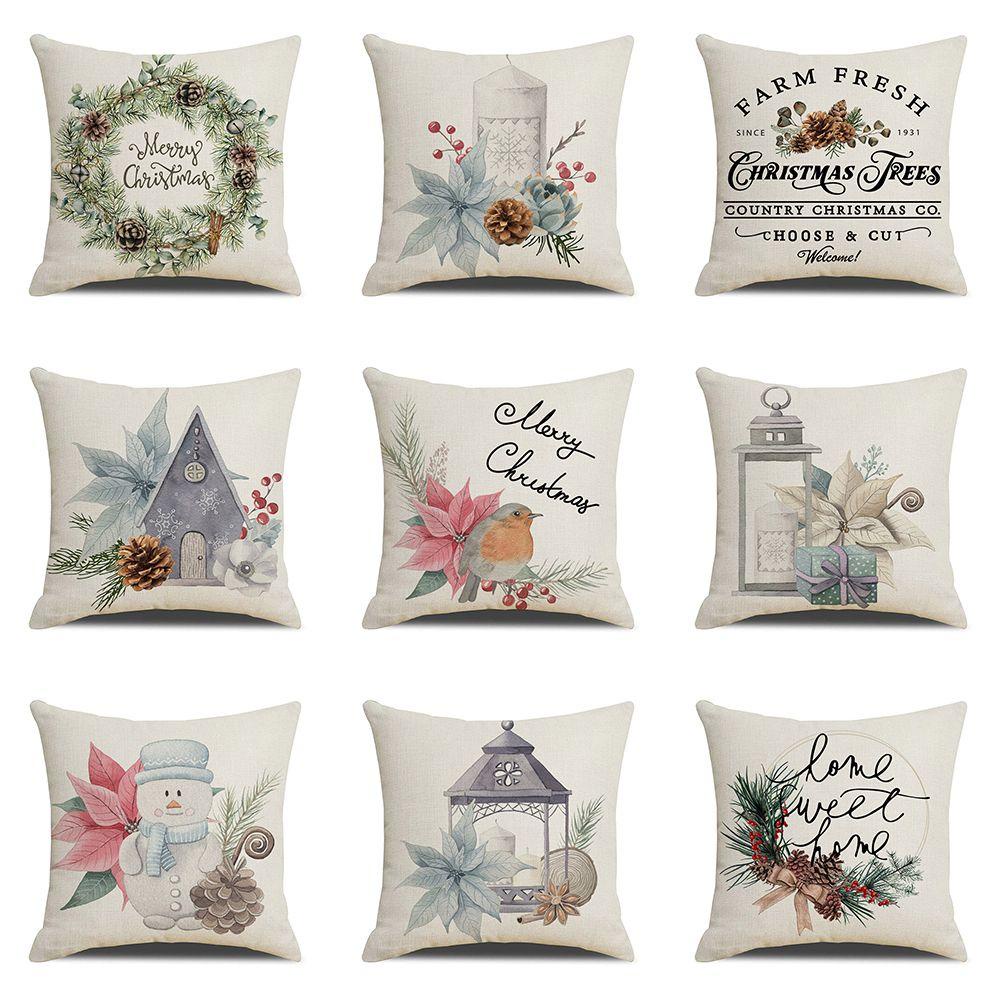 Vỏ Gối Vuông Họa Tiết Giáng Sinh Độc Đáo Trang Trí Nhà Cửa