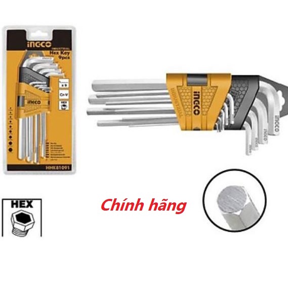 ĐỒ NGHỀ INGCO Bộ 9 chìa lục giác HHK11091 - HHK11092 (Cam kết Chính Hãng 100%)