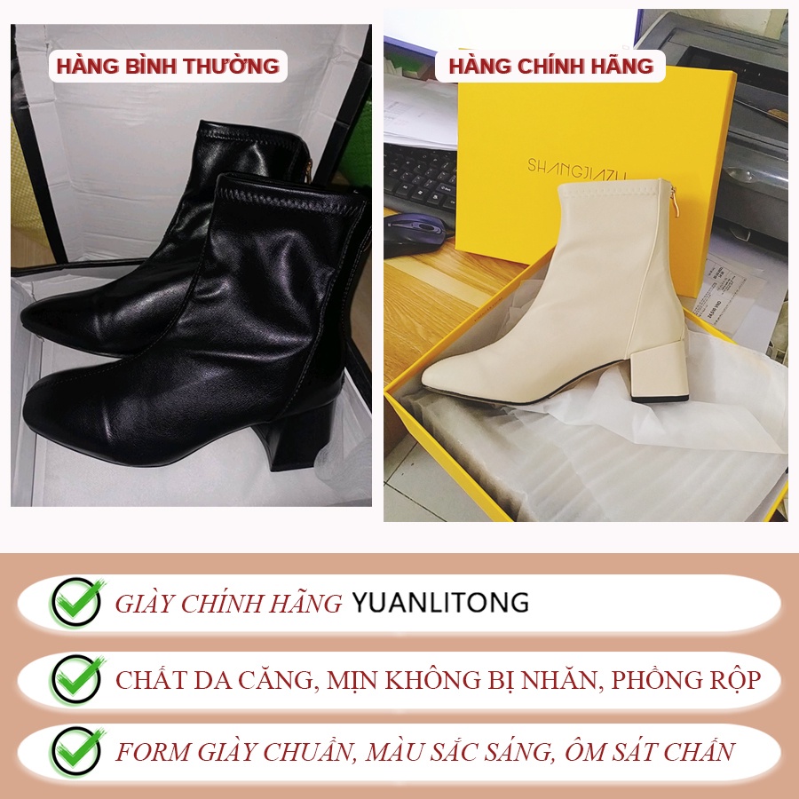 Bốt da nữ cao cấp chính hãng YLT  Boot nữ cao cổ khóa sau mũi vuông đế 6 phân MSP: 3331 Clidstore