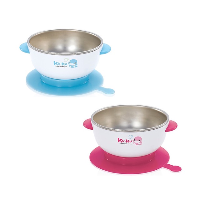 Chén ăn dặm Inox có đế dính cho bé KUKU KU5464