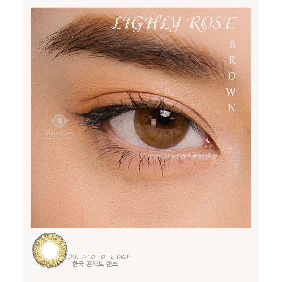 Kính áp tròng Hàn Quốc chính hãng LENLIGHLY ROSE- NÂU-XÁM- (Độ cận từ 0-8)