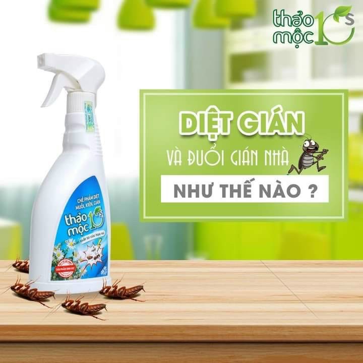 [Combo 3 chai] Thảo mộc 10s diệt côn trùng muỗi kiến gián mối,.. sinh học học, an toàn cho trẻ hương Chanh Sả chai 500ml