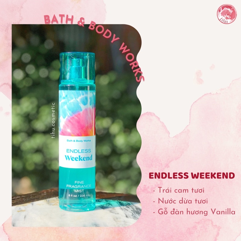 Xịt thơm dưỡng thể body mist Bath &amp; Body Works hương nhẹ nhàng