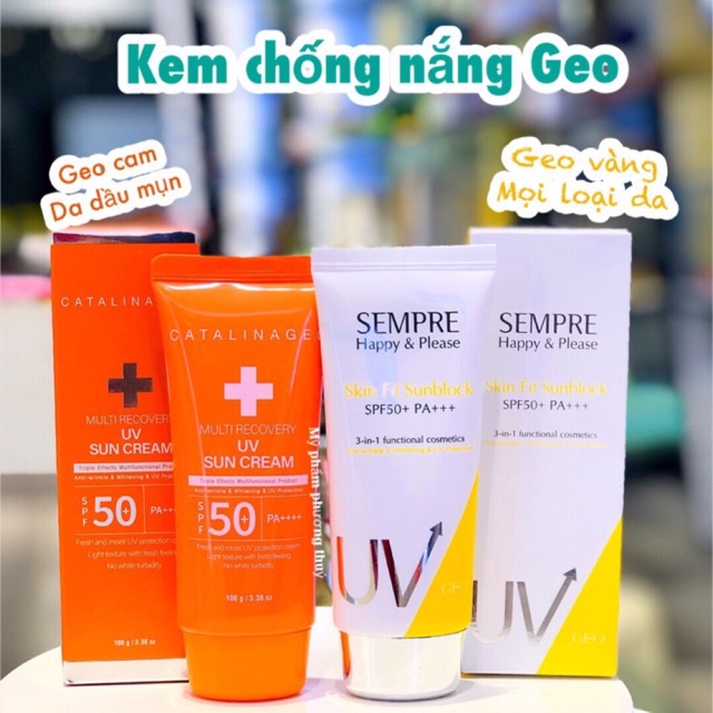 Kem Chống Nắng Geo Lamy Sempre Happy & Please Skin Fit Sunblock SPF50+ PA+++