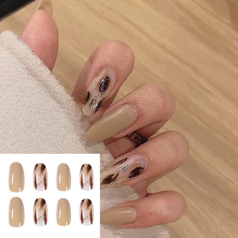 XIANTIN Bộ 24 Móng Tay Giả Che Phủ Toàn Diện Họa Tiết Da Báo Có Thể Tháo Rời