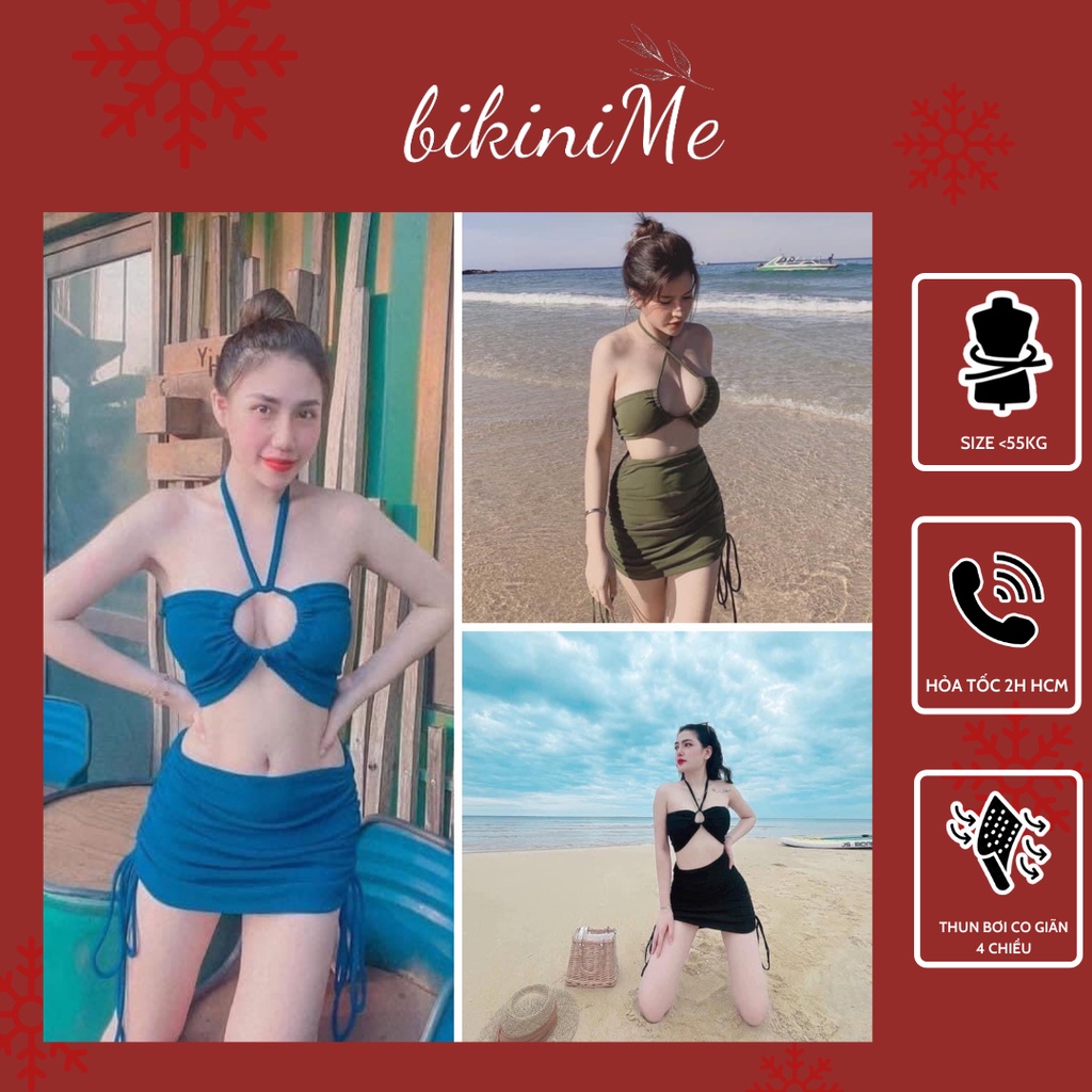 Bikini, đồ bơi đi biển hai mảnh áo buộc dây nhiều kiểu quần rút dây hông bikiniMe R53