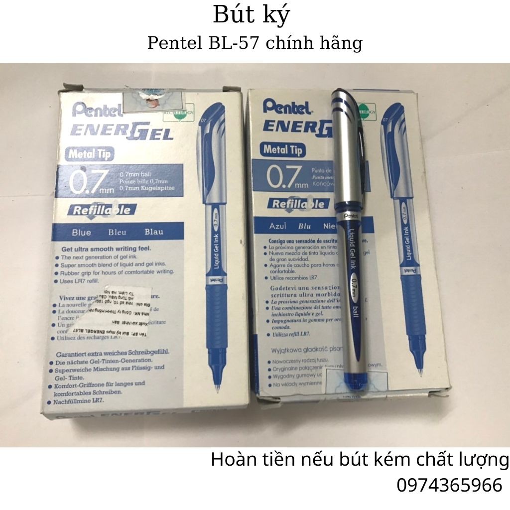 3 bút ký Pentel BL-57/bút ký cao cấp BL57, ngòi 0,7mm, mực xanh, chính hãng, giá rẻ