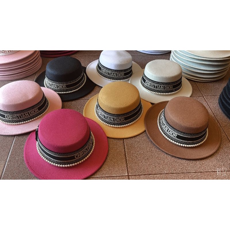 Mũ dạ fedora vành nhỏ đai dio ngọc sang chảnh