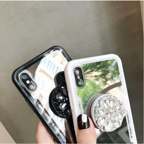 (Hàng nhập) Ốp Iphone Acrylic tráng gương có kèm giá đỡ sang trọng cho IPhone 11 Pro Xs Max XR XS 6 7 8 Plus