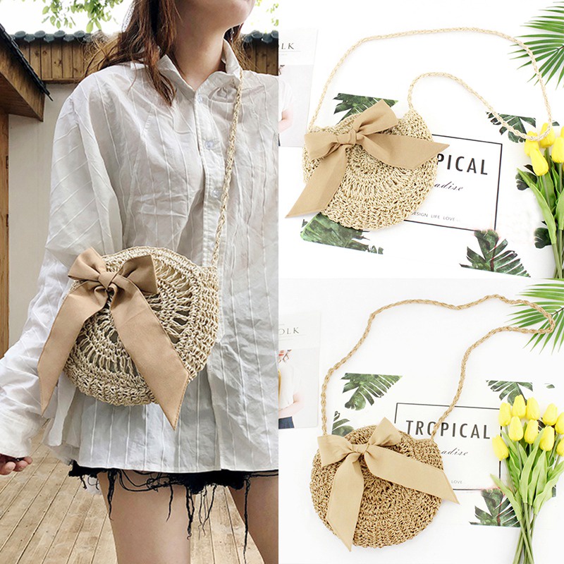 Túi Cói Đi Biển Túi Đeo Chéo Bán Nguyệt Túi Xách Đan Mây Hình Bán Nguyệt Thời Trang Nữ