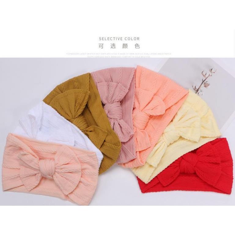 Hàng chính hãng Băng đô cho bé tuban bản to nơ vân vải gân phong cách retro Giá rẻ