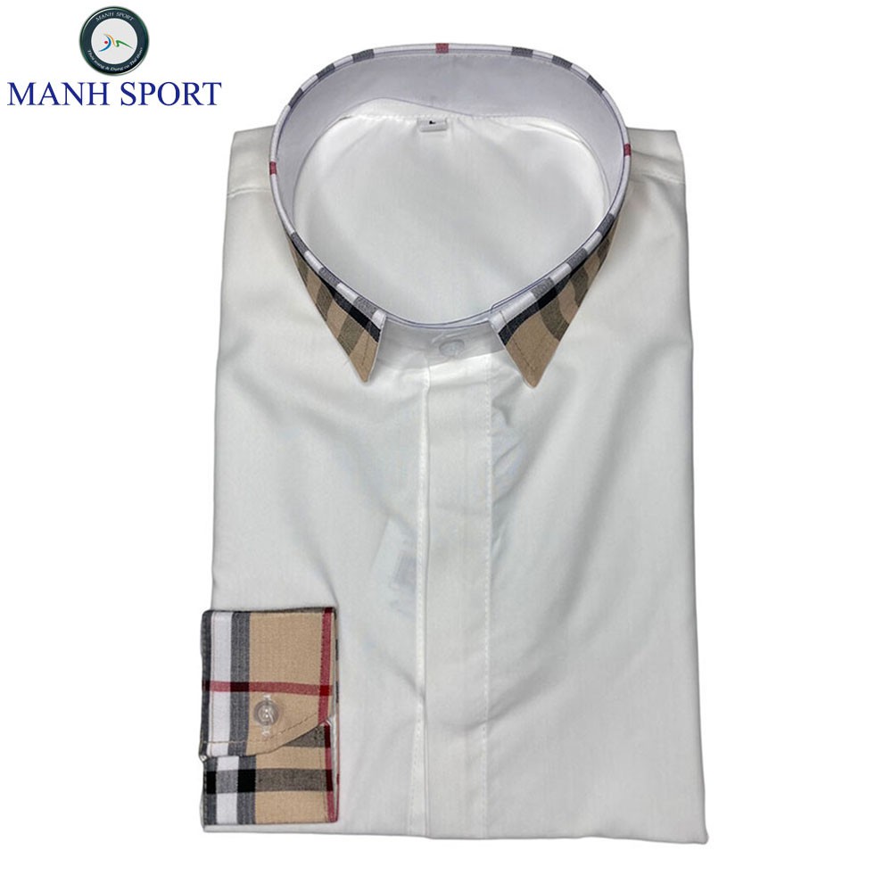 Áo Sơ Mi Nam Trắng Phối Kẻ Tím Than Dài Tay Vải Lụa Trơn Cao Cấp Form Body [18] | BigBuy360 - bigbuy360.vn